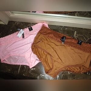 2 Torrid Lace Panties. 1 Soft Pink and 1 Rich Brown